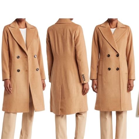 michael kors notch lapel double breasted wool blend coat|Wool Blend Coat .